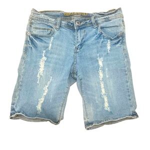 BLUE ASPHALT-Women’s Light Blue distressed Denim Shorts